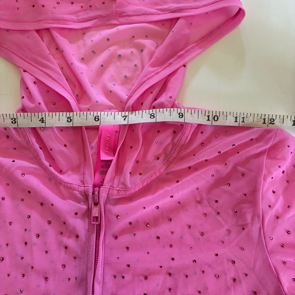 SKIMS Mesh Rhinestone Taffy Swim Cover Up Zip Up hoodie - Picture 12 of 16